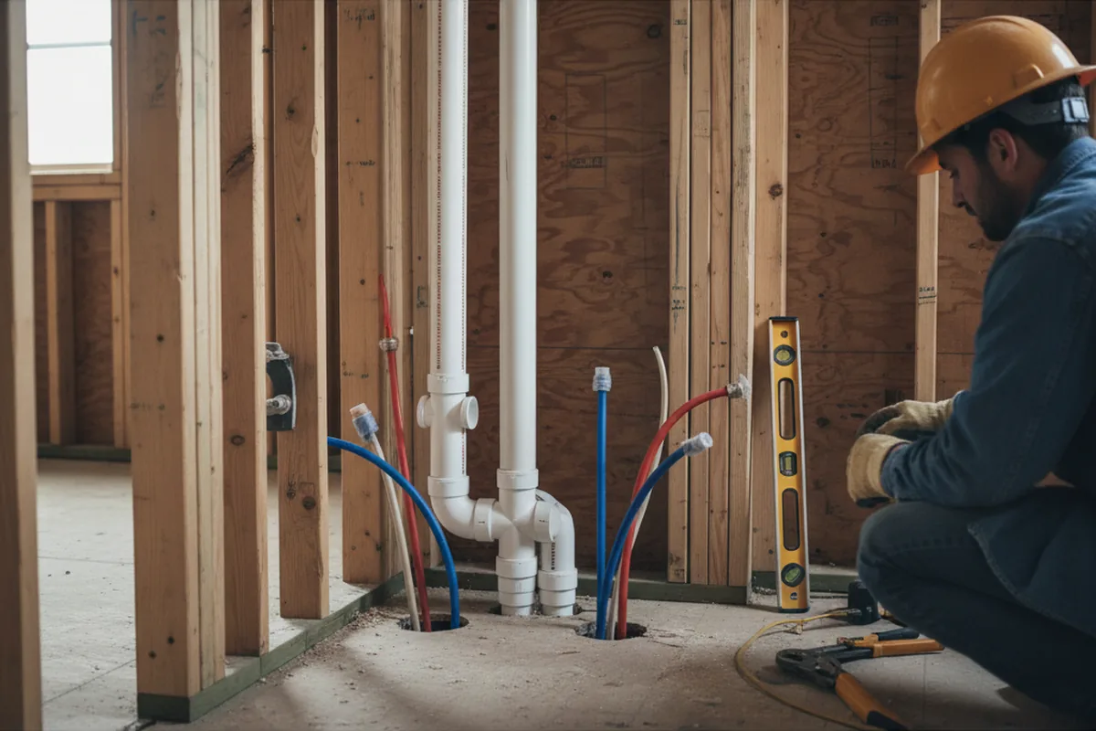 Drain and supply rough-in during Leak Detection in Auburn University